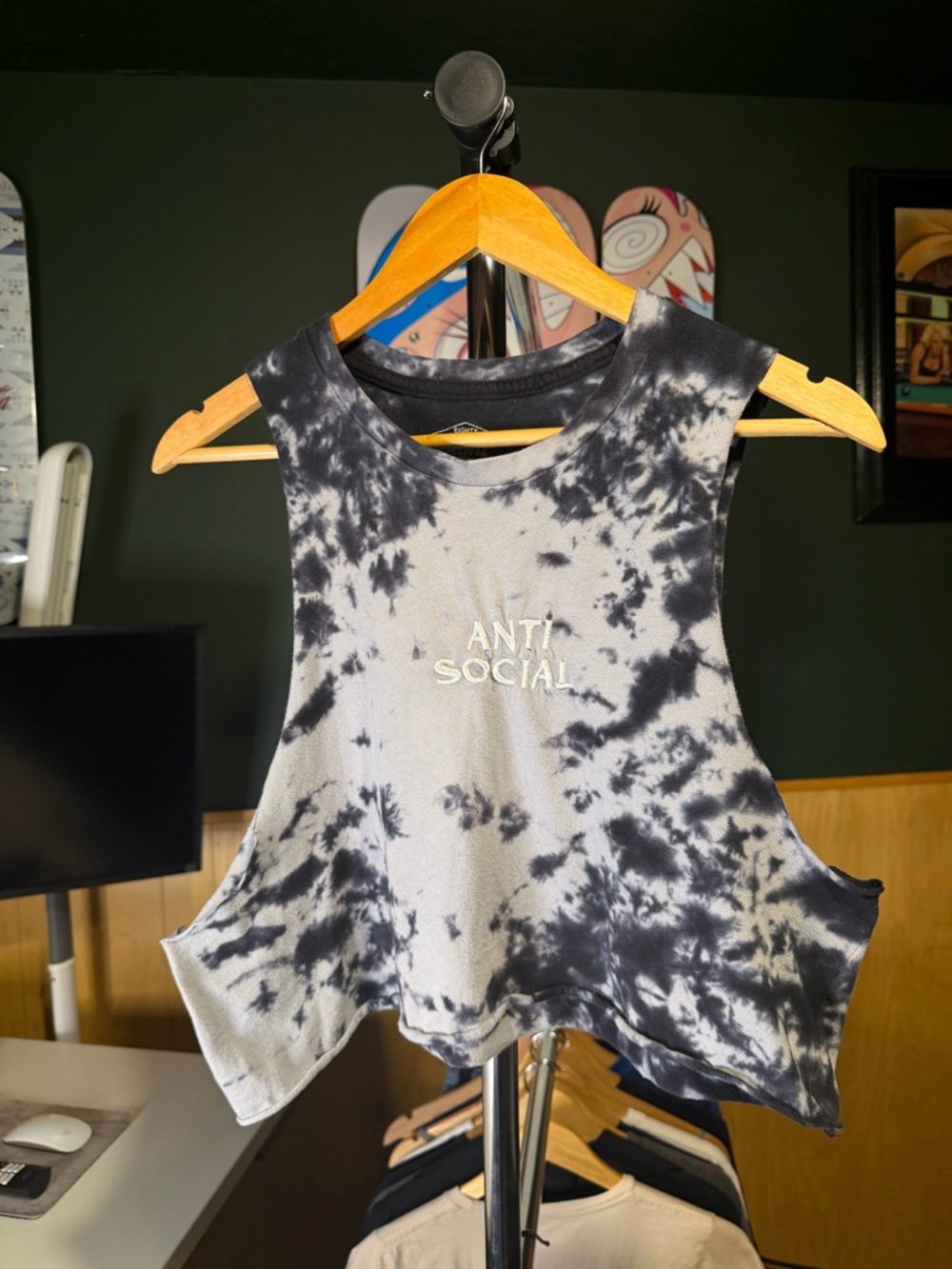 Women’s “Anti-Social” Embroidered Gym Tank Top Tiedye Custom Crop Top